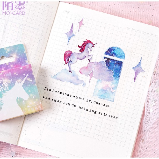 UNICORN SET DIY STICKER UNICORN DEKORASI SCRAPBOOK PLANNER DIARY (46pcs)