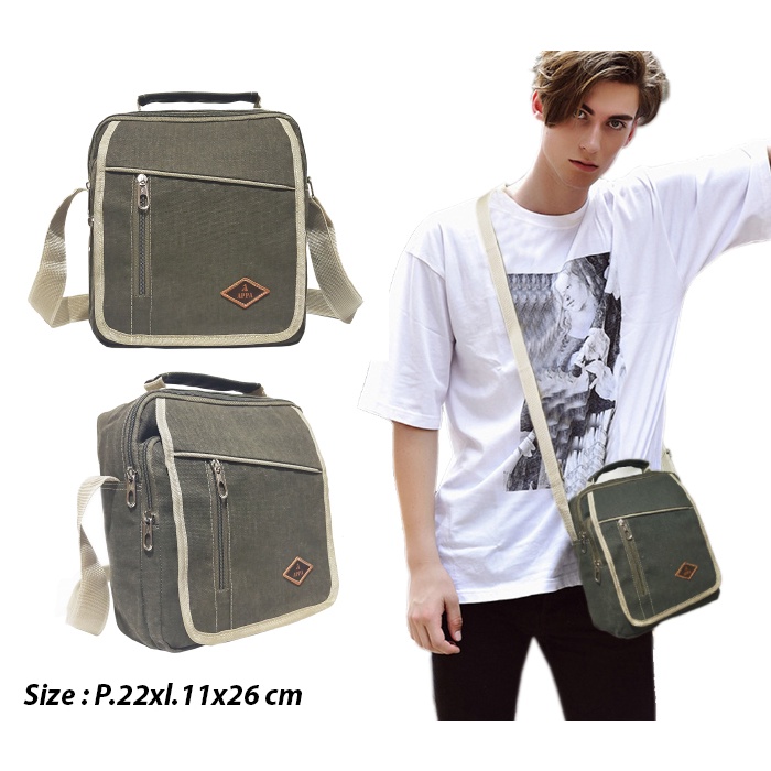 Tas BAEPACK Slempang Gaul Kanvas Vintage Classic Pria Wanita