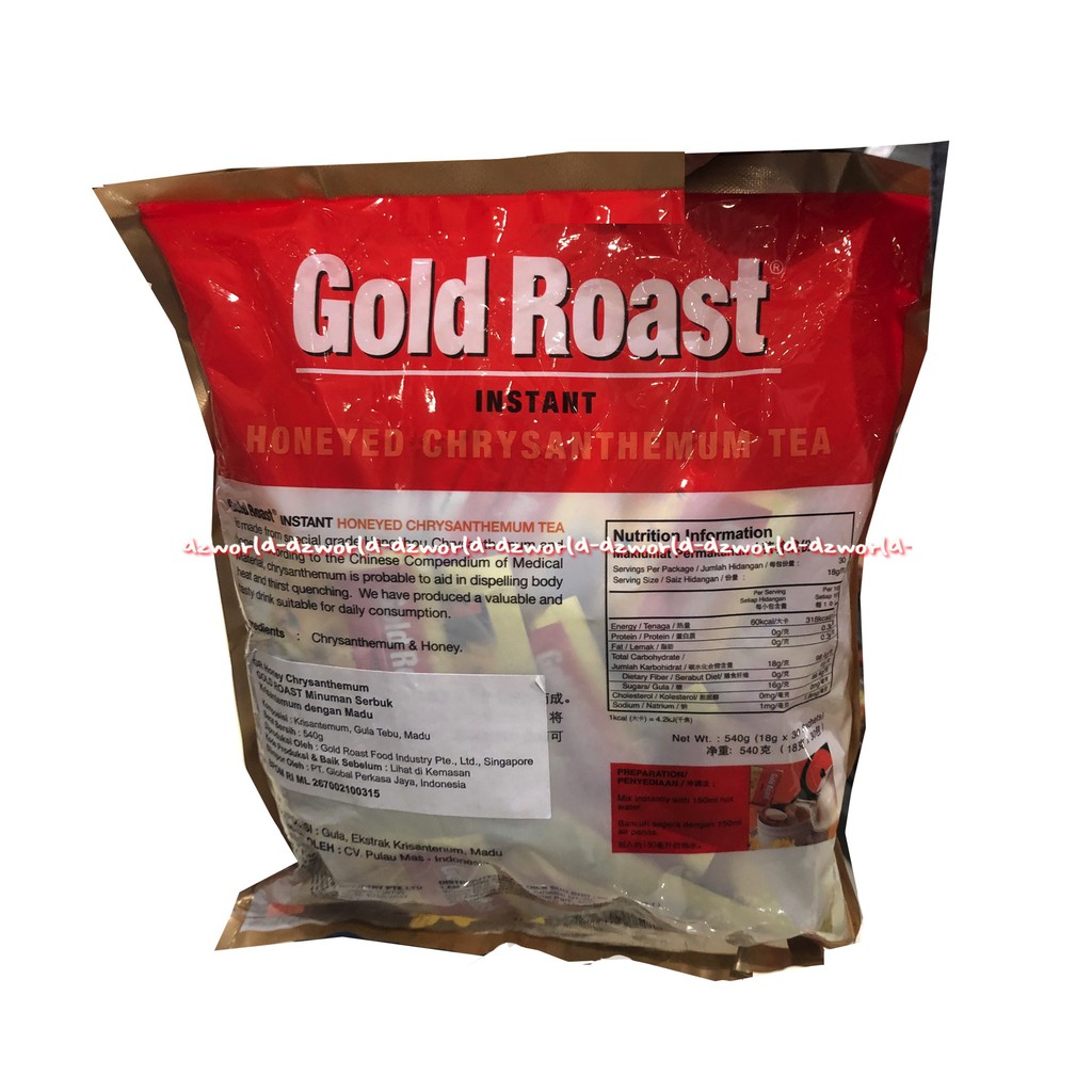 Gold Roast Instant Oneyed Chrysanthemum Tea 30sachet Teh Bubuk Kemasan Saset Goldroast