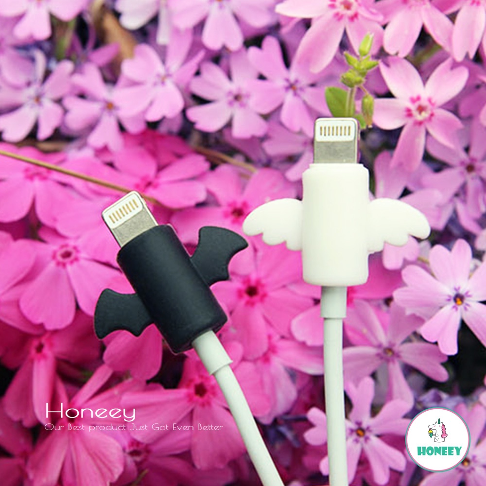 Cute Angel Simple Cable Protector Data Line Protector Sheath Cable Winder Cover for IPhone USB Charging Cable