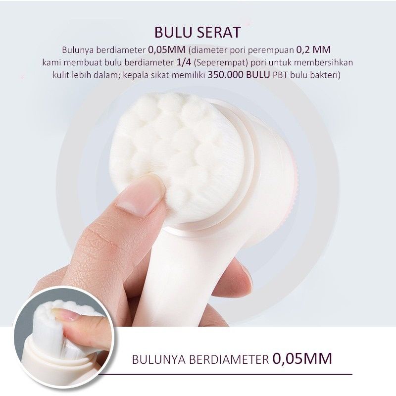 Alat Pembersih Wajah 2 IN 1 Cleansing Brush 2 Sisi Bulu Sikat Halus Silikon Exfoliate Alat Cuci Muka