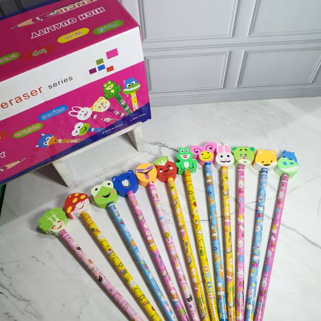 

PRODUK- PENSIL PENGHAPUS SUPER (1BOX=24SET)/PENSIL UNIK/PENSIL STIP/PENSIL HAPUSAN .