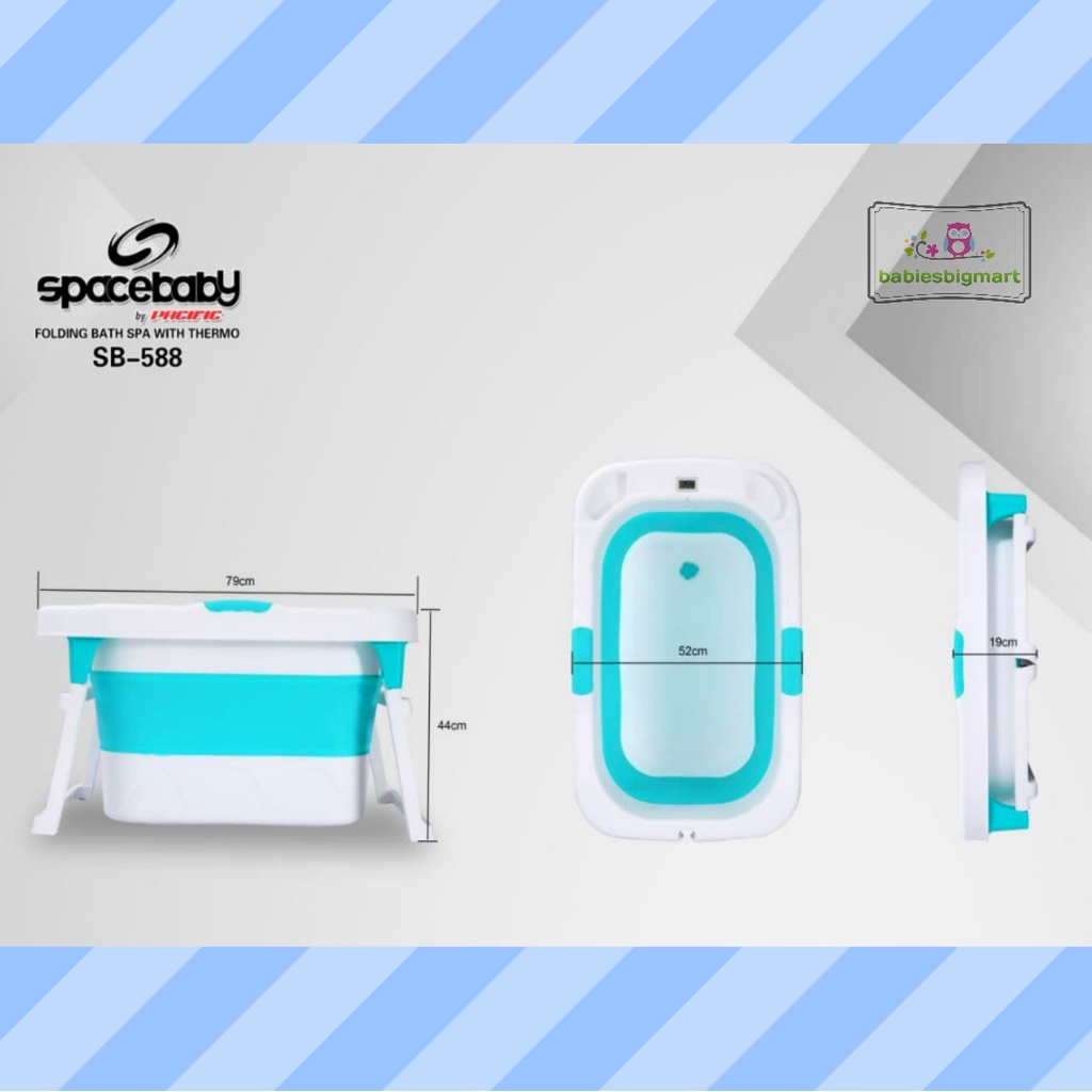 Folding Bath Spa With Thermo SB 588 Spacebaby Bak Mandi Lipat Space Baby