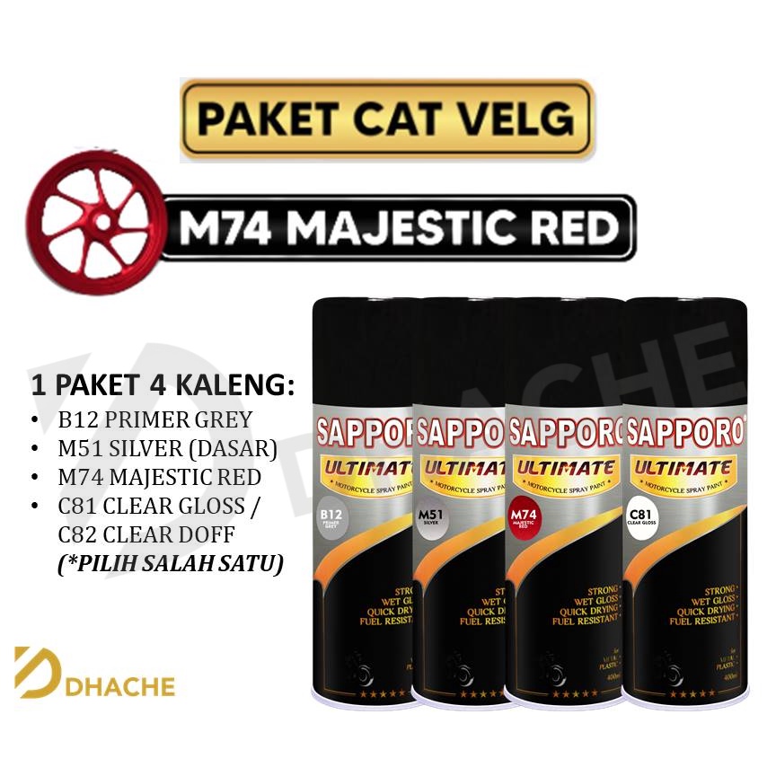 Paket Cat Velg M74 Majestic Red Sapporo Ultimate / Sapporo Spray