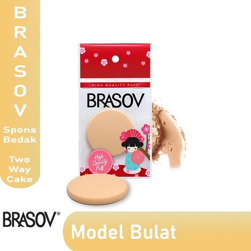 BRASOV  Spons Bedak /Sponge Puff Make Up Tools Fondation Powder Kotak Bulat