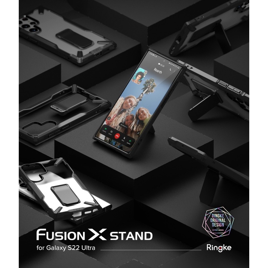 Ringke Fusion X Stand Black S22/S22 Plus/S22 Ultra Casing Anti Crack