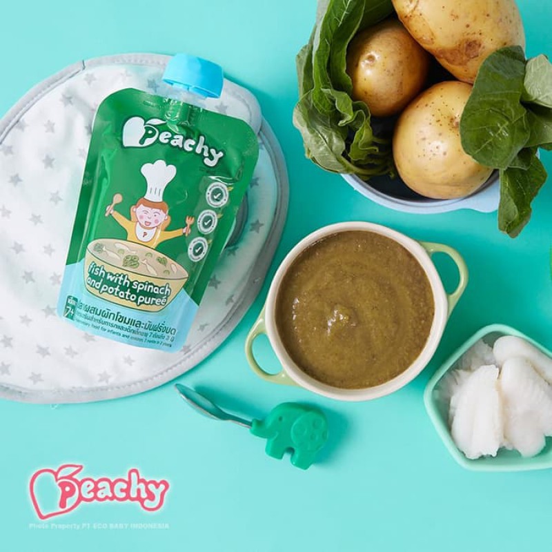 Peachy Fish with Spinach &amp; Potato Puree 125 gr - 7m+