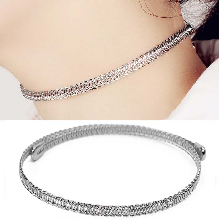 Choker Wire Wrapped Mesh Necklace 02Fd84R