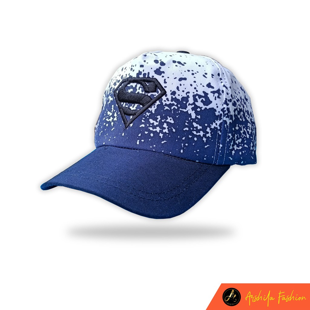 Topi Anak Laki laki motif Bercak Hero Spiderman superman kapten amerika-Superman Navy