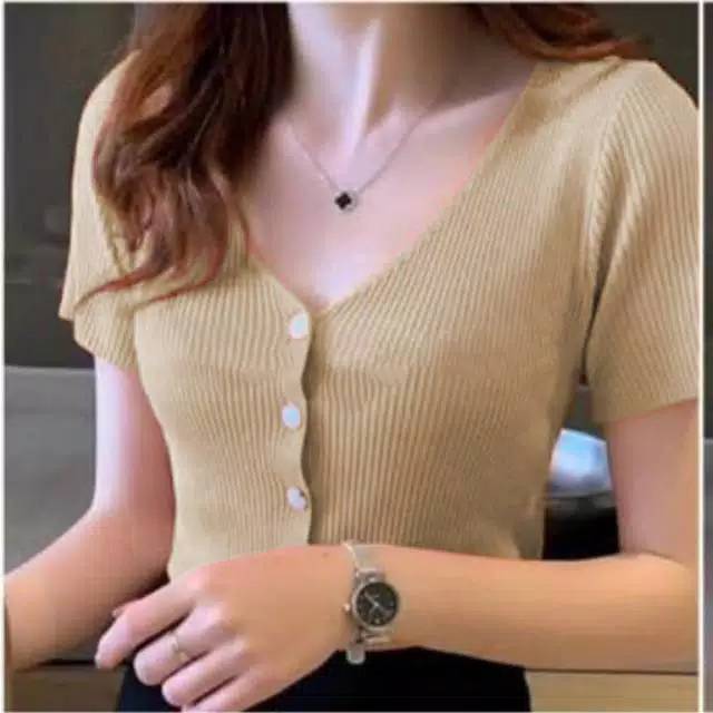 MAURA BAJU RAJUT WANITA / NAOMI VNECK RAJUT