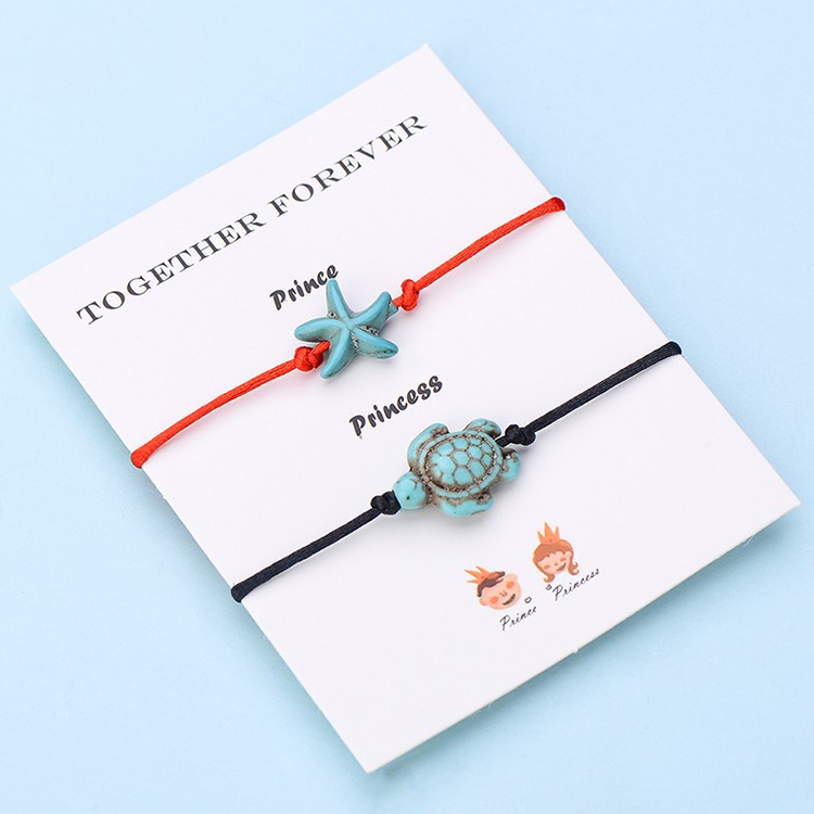 2Pcs/Set Gelang Wish Together Forever Red Thread Turtle Paired