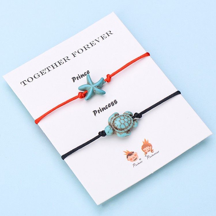 2Pcs/Set Gelang Wish Together Forever Red Thread Turtle Paired