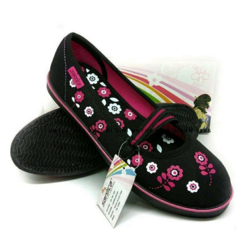 sepatu wanita dewasa flatshoes kerja santai santica original brand matahari lucu hitam teplek