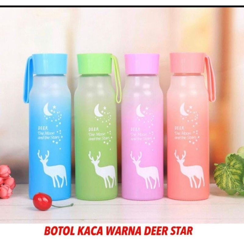 Botol minum kaca motif Deer Starr