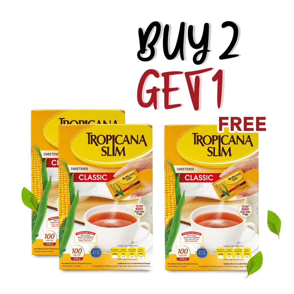 

PROMO BUY 2 GET 1 FREE TROPICANA SLIM CLASSIC 100 SACHET TERMURAH