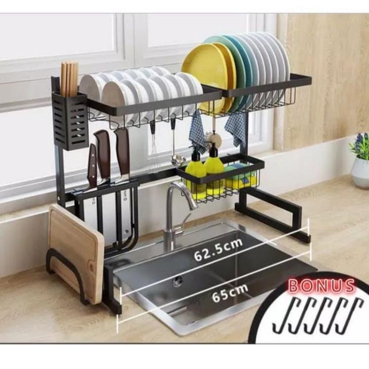 Paling Popular YWWQA Rak piring Wastafel / Rak piring kualitas IKEA / Rak piring hitam 99 Pasti Mura