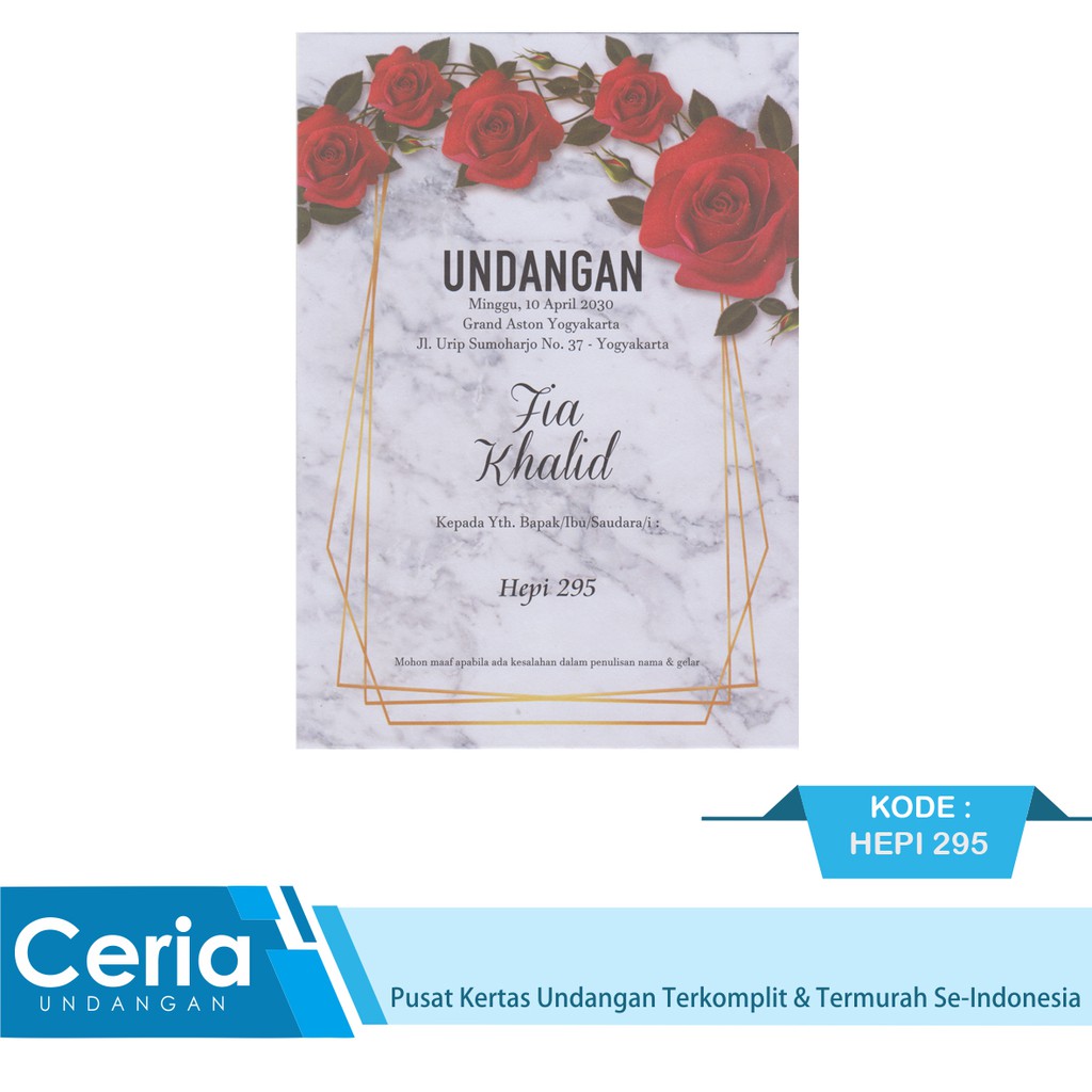 Blangko Kartu Undangan Pernikahan Hepi 295 Harga Termurah Free File Setting
