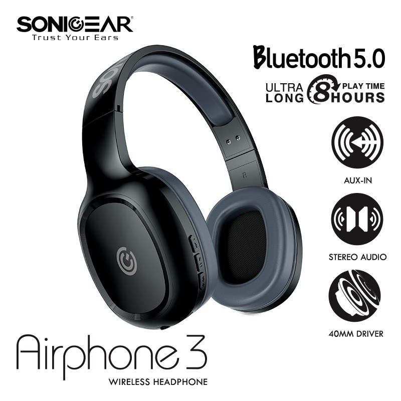 [EXCLUSIVE DI SHOPEE] SONICGEAR AIRPHONE 3 - Wireless Headset With Strong Bass and Clear Audio