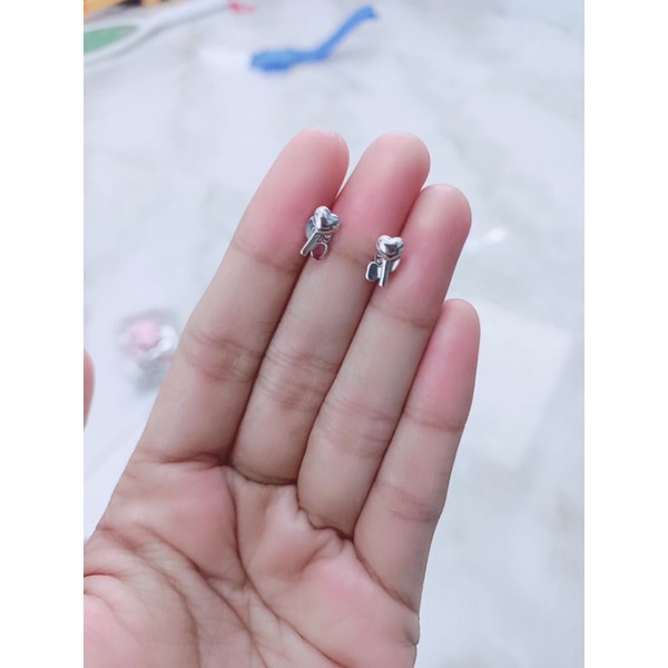 anting giwang love kunci + ulir/ giwang perak asli silver925 lapis emas/ giwang fashion impor