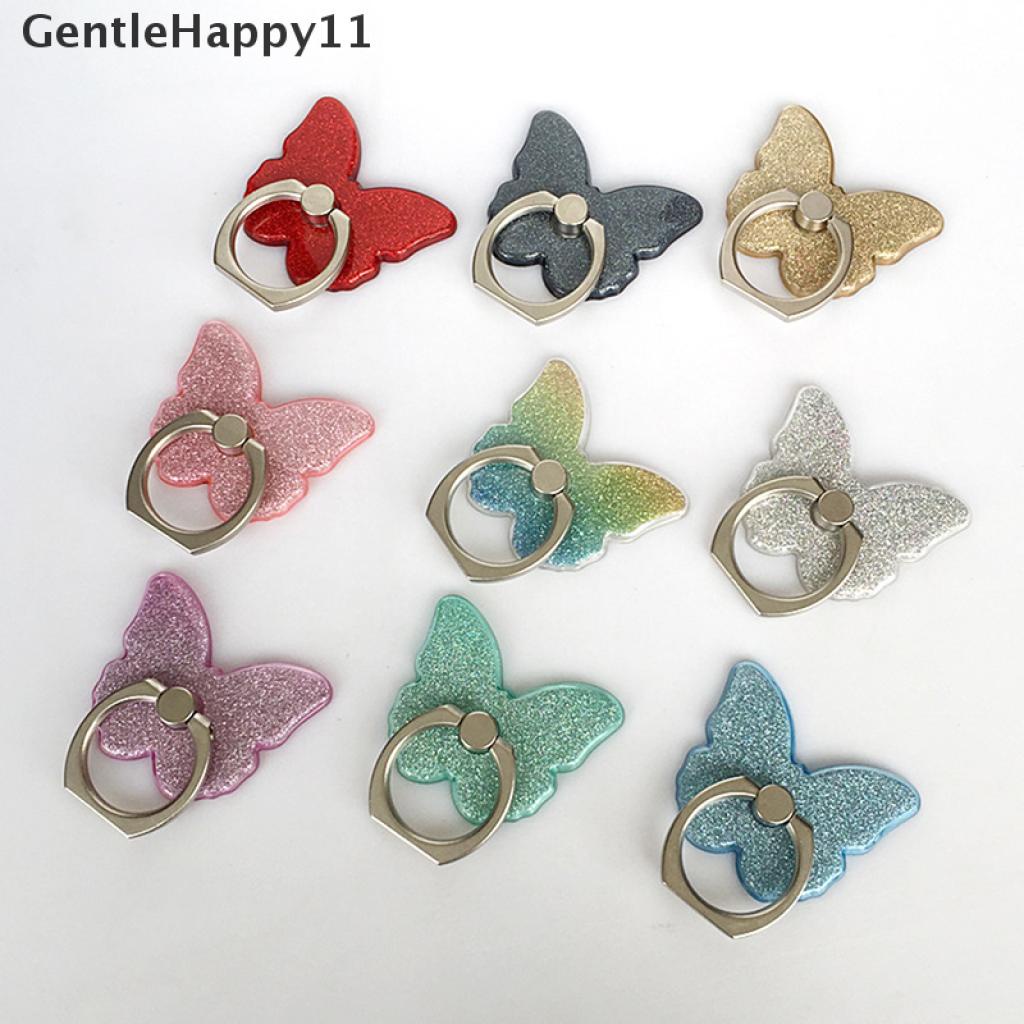 Gentlehappy Phone Ring Stand holder Butterfly Bling Glitter Universal Dudukan 360derajat