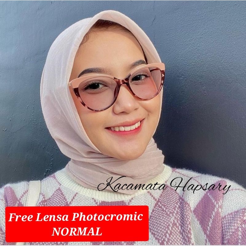 FRAME KACAMATA LENSA PHOTOCROMIC ( NORMAL ) | KACAMATA WANITA 5018 | KACA MATA CAT EYE OZORA