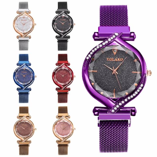 Jam Tangan Wanita Korea Murah Strap Magnet Diyoor Lancip Full Color