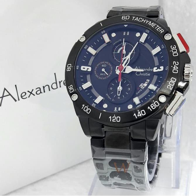 Super Sale jam tangan pria alexandre christie AC 6463 MC full black Ready Stock