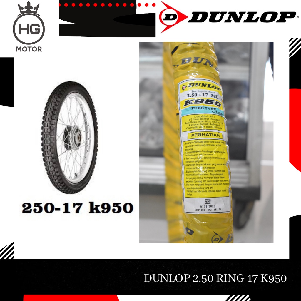 Ban Luar Dunlop Semi Trail 2.50 Ring 17 250-17 K950 K 950 Tubeytype