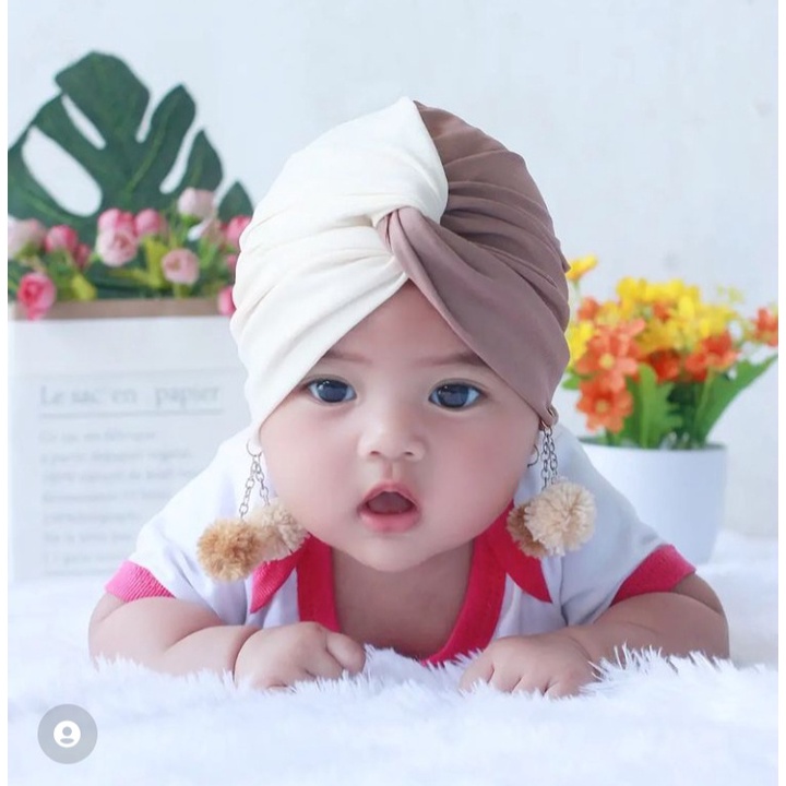 turban anting kombinasi - ciput anak bayi