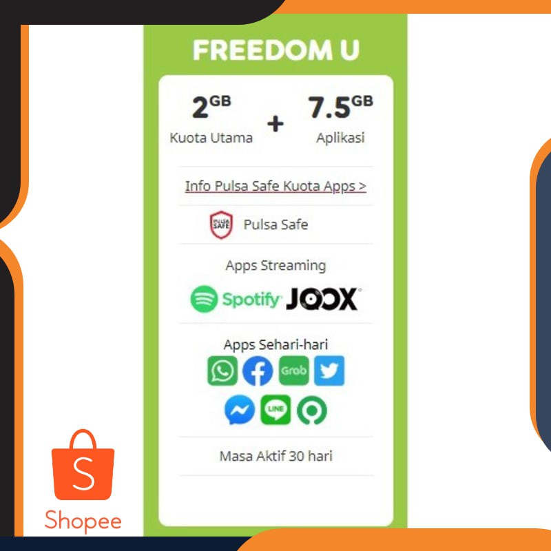 Promo INDOSAT KUOTA FREEDOM U 2GB  + 7.5GB APPS (30 HARI) Elegan