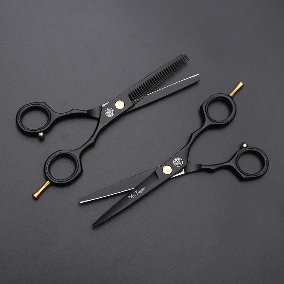 GS8 Gunting Rambut Professional Barber Hairdressing Scissors 440C Hitam Gold Cutting Thinning 5.5 Inch sasak Gunting rambut