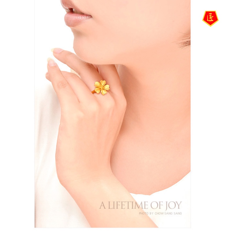 [Ready Stock]Graceful Fashionable 3D Gold Flower Ring