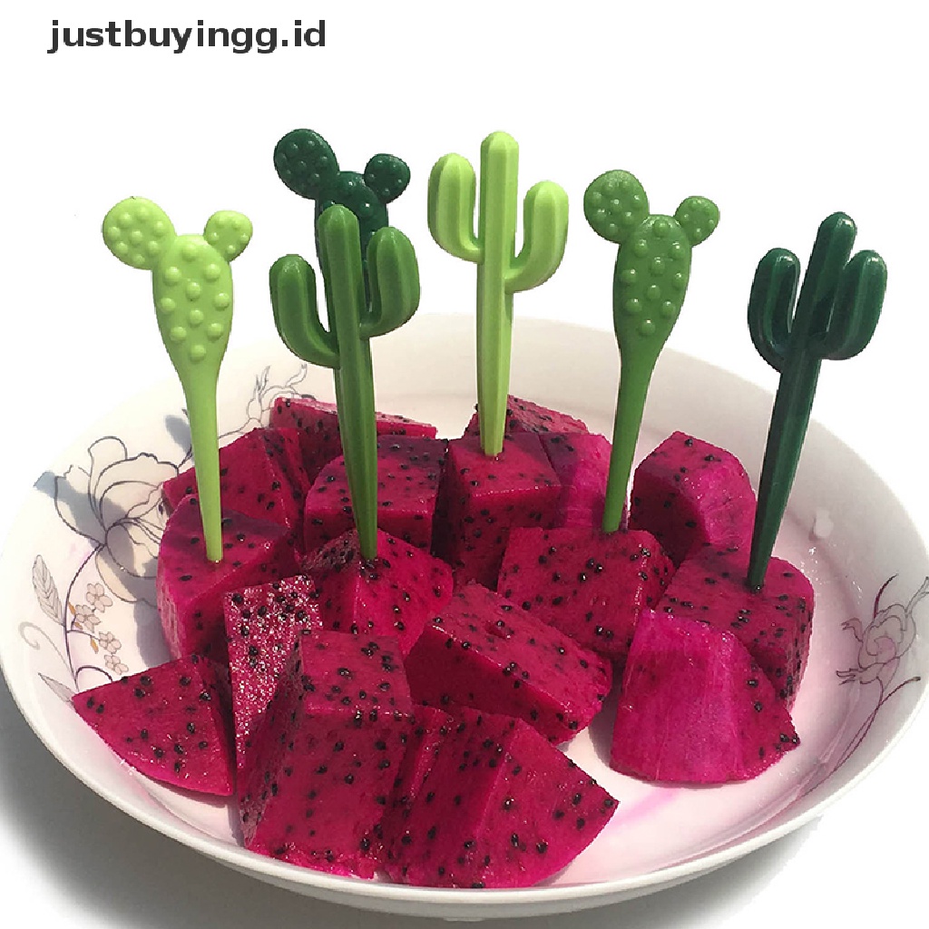 (Justbuyingg.Id) 6pcs / Pak Tusuk Gigi Desain Kaktus Untuk Anak