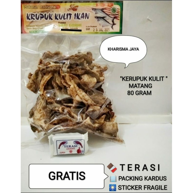 

Kerupuk kulit ikan tenggiri matang khas Cirebon netto 60 gram