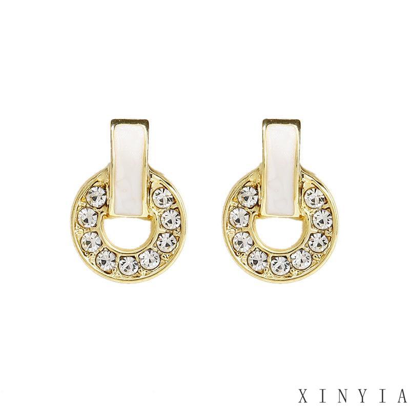 Anting Stud Zircon Bentuk Geometris Untuk Wanita