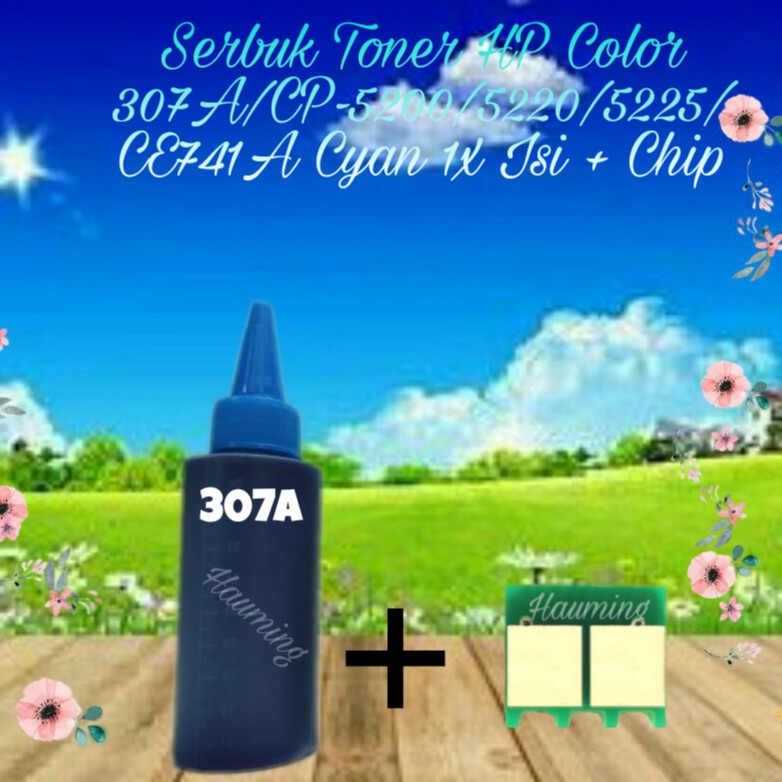 Serbuk Toner HP 307A CP5200 CP5220 CP5225 CP5225DN CP5225N CP-5200 5220 5225 CE741A Cyan + Chip