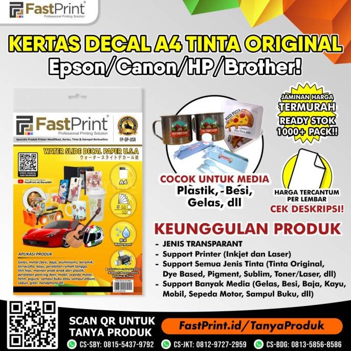 

!!!!!!] Fast Print Kertas Water Slide Decal Paper USA Ukuran A4 150 Gram