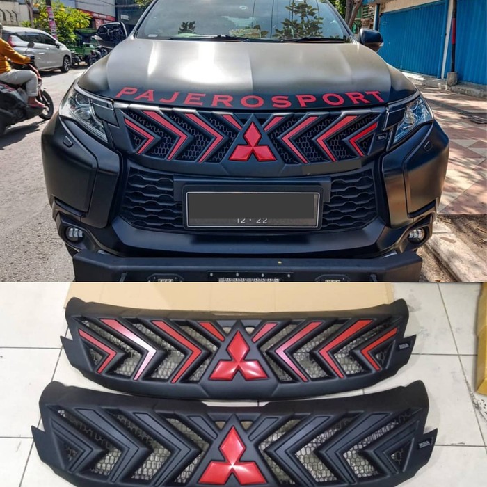 GRILL DEPAN PAJERO 2015 TIPE PRADO /APOLLO LIST PUTIH/MERAH