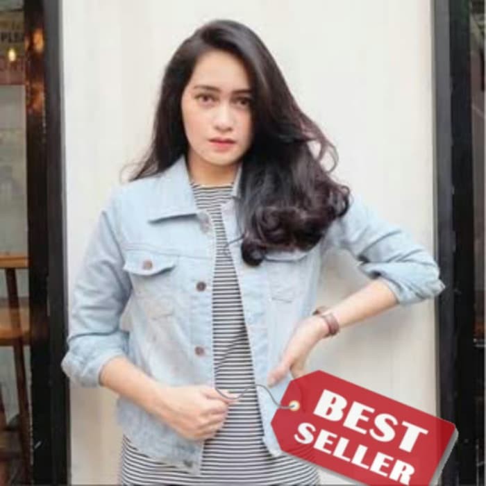 Jaket Jeans Wanita Zara Grade A Original - Biru Muda