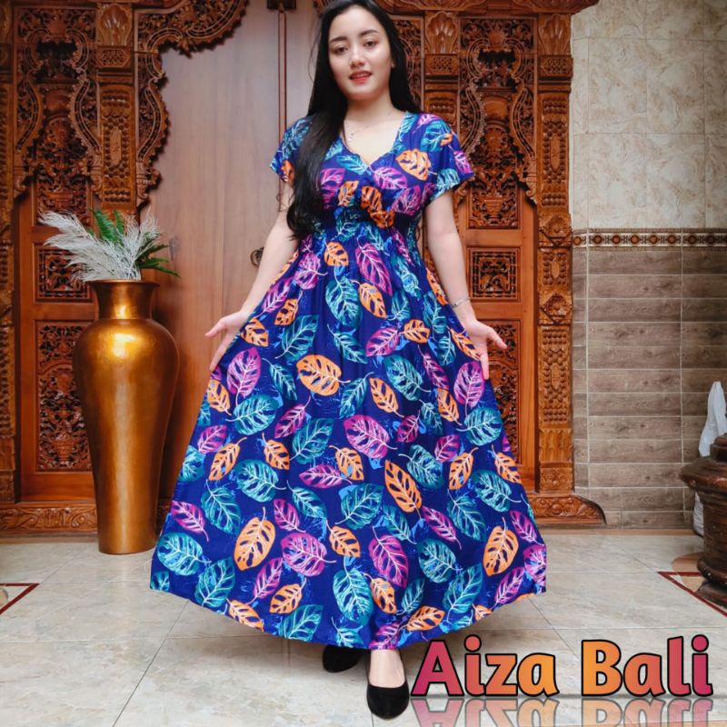 Dress Mozza Tie Dye Bunga Janda Bolong Flowers Rayon Super Premium Daster Panjang Motif Celup Lengan