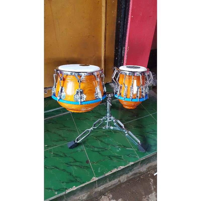 Kendang Ketipung Dangdut Ring V8 Tak Petir Plus Stand Kayu Nangka