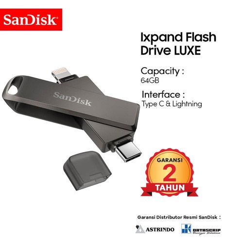 SanDisk OTG iXpand LUXE 64GB 128GB 256GB Lightning Type-C IOS Apple Garansi Resmi