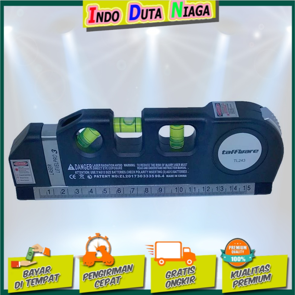 Taffware LEVELPRO3 Penggaris Laser 250CM + Waterpass - TL243