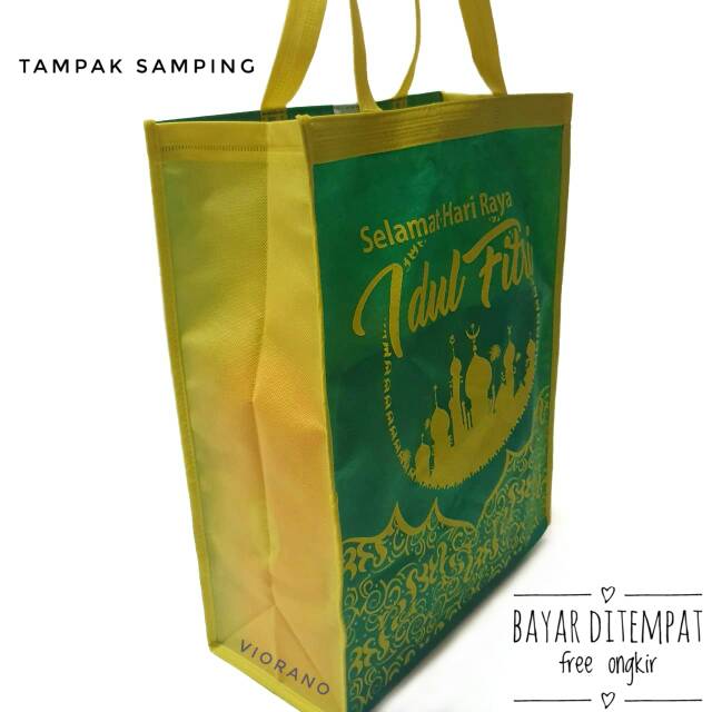 Tas Lebaran Bahan Tebal Tapak Bawah GoodieBag Press Ukuran 30x40cm Tas Belanja Spundbond Full Jahit