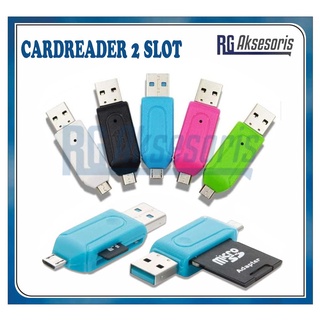 RGAKSESORIS Card Reader 2 Slot OTG mini 2in1 for MicroSD / SD OTG