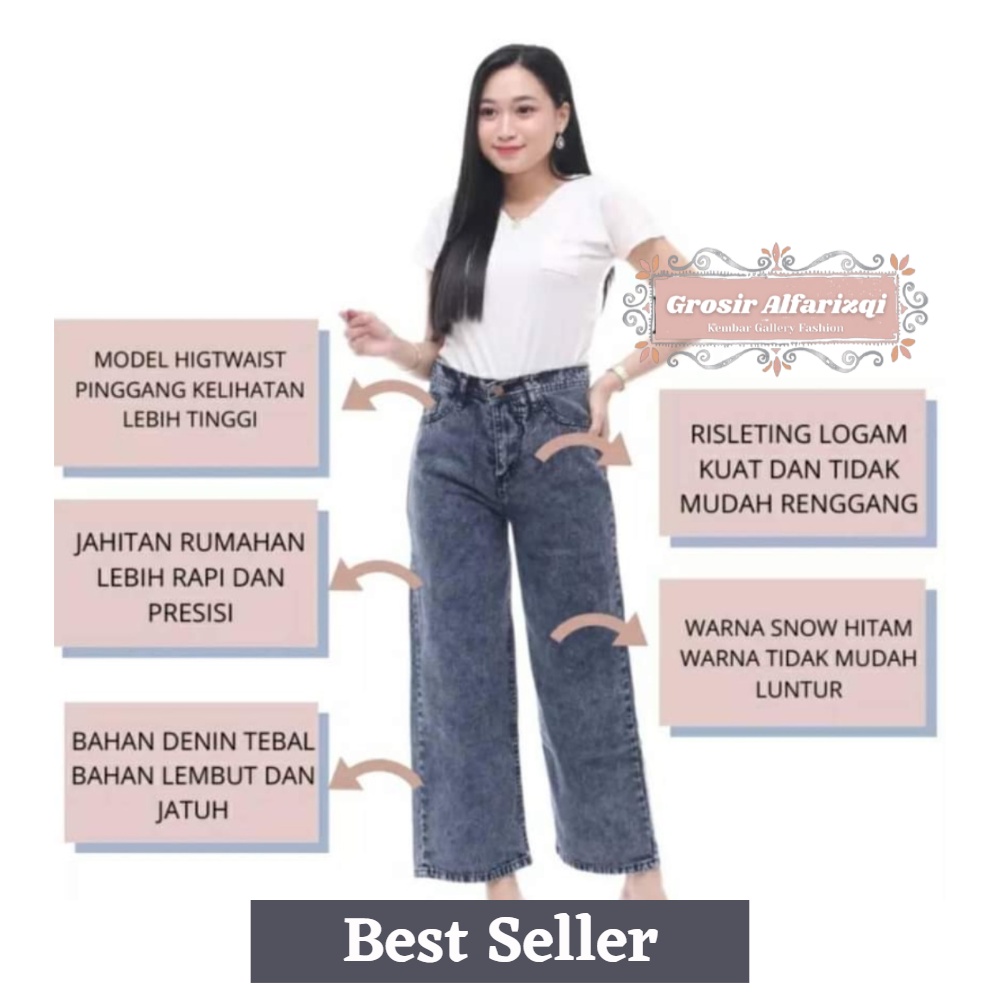 Celana Jeans Kulot Highwaist Wanita Boyfriend Jeans Cewek Kekinian Celana Kulot Panjang Levis Jeans-1