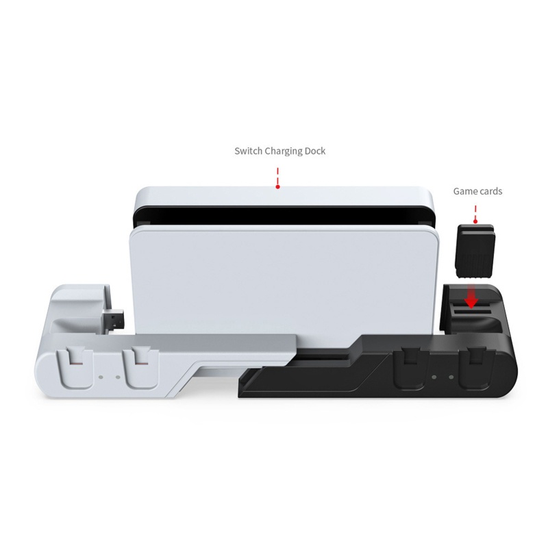 Btsg 6-in-1 Gamepad Charger Fast Charging Dock Station Charger Holder Stand Dengan Slot Kartu Game Untuk NS Switch Joy Pad/S