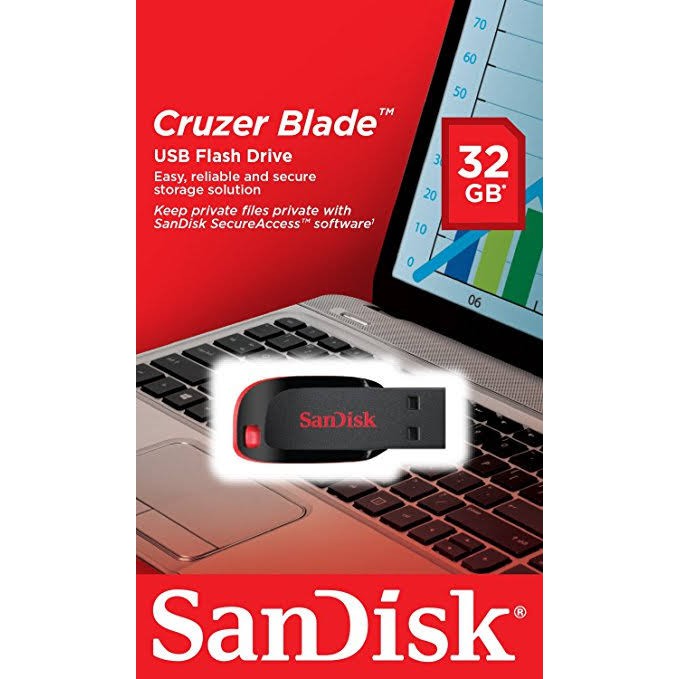 SanDisk Cruzer Blade 32GB USB 2.0 Compact Design USB Flash Drive Flashdisk