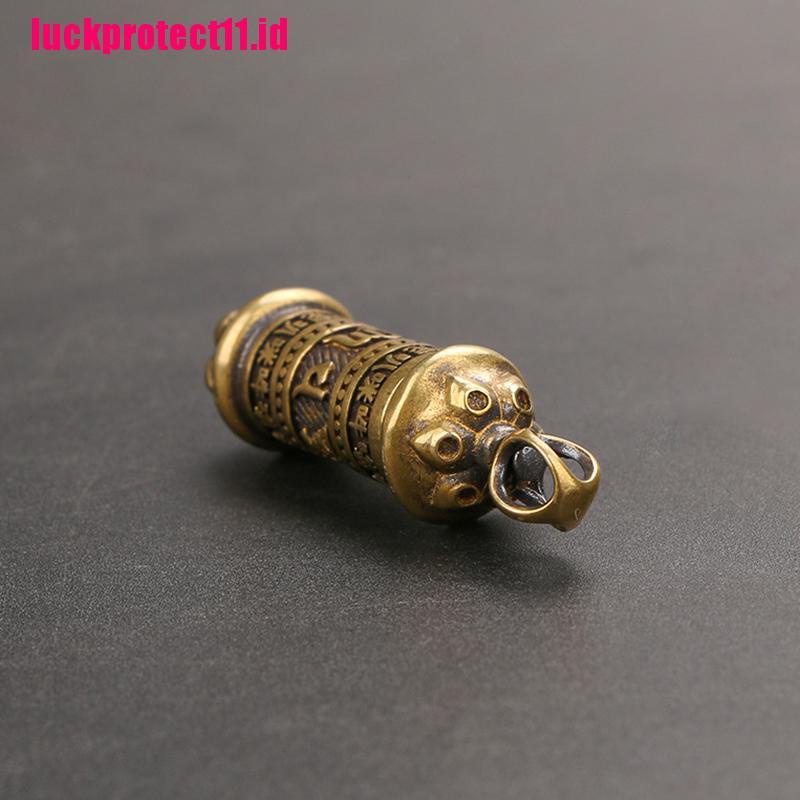 (LUCK) Gantungan Kunci Bentuk Botol Mantra Buddha Handmade Vintage Bahan Kuningan