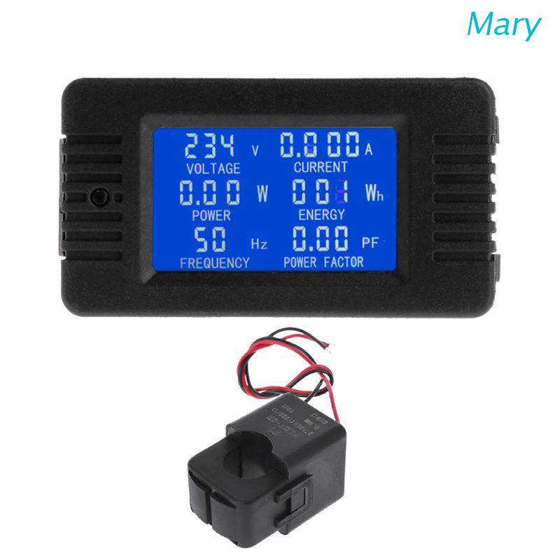 Mary Power Meter Digital AC 100A 6in1 KWh Watt Meter AC 80-260V 110V 220V Dengan Split CT